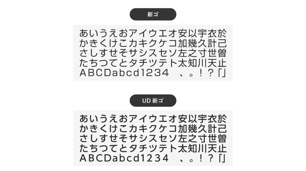 新ゴとUD新ゴの比較