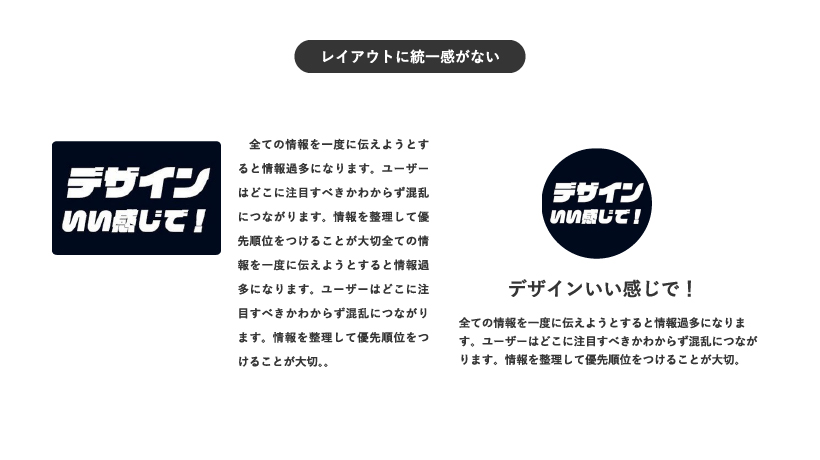 レイアウトに統一感がないと情報がバラバラしてしまう