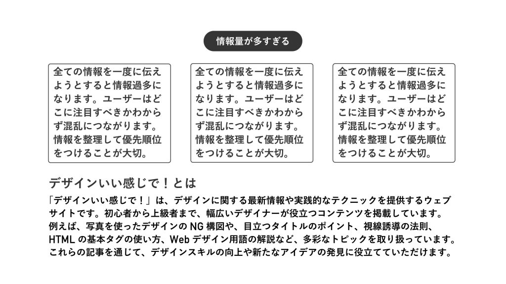 情報量が多すぎるとユーザーにストレスを与える