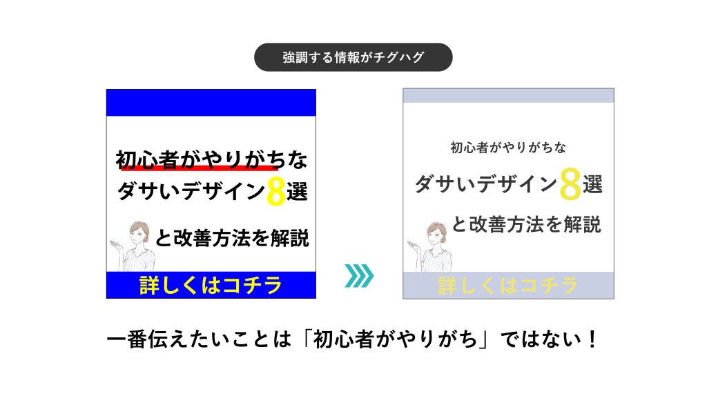 大切な情報に絞って強調をする