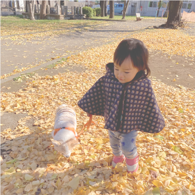 公園で犬と散歩