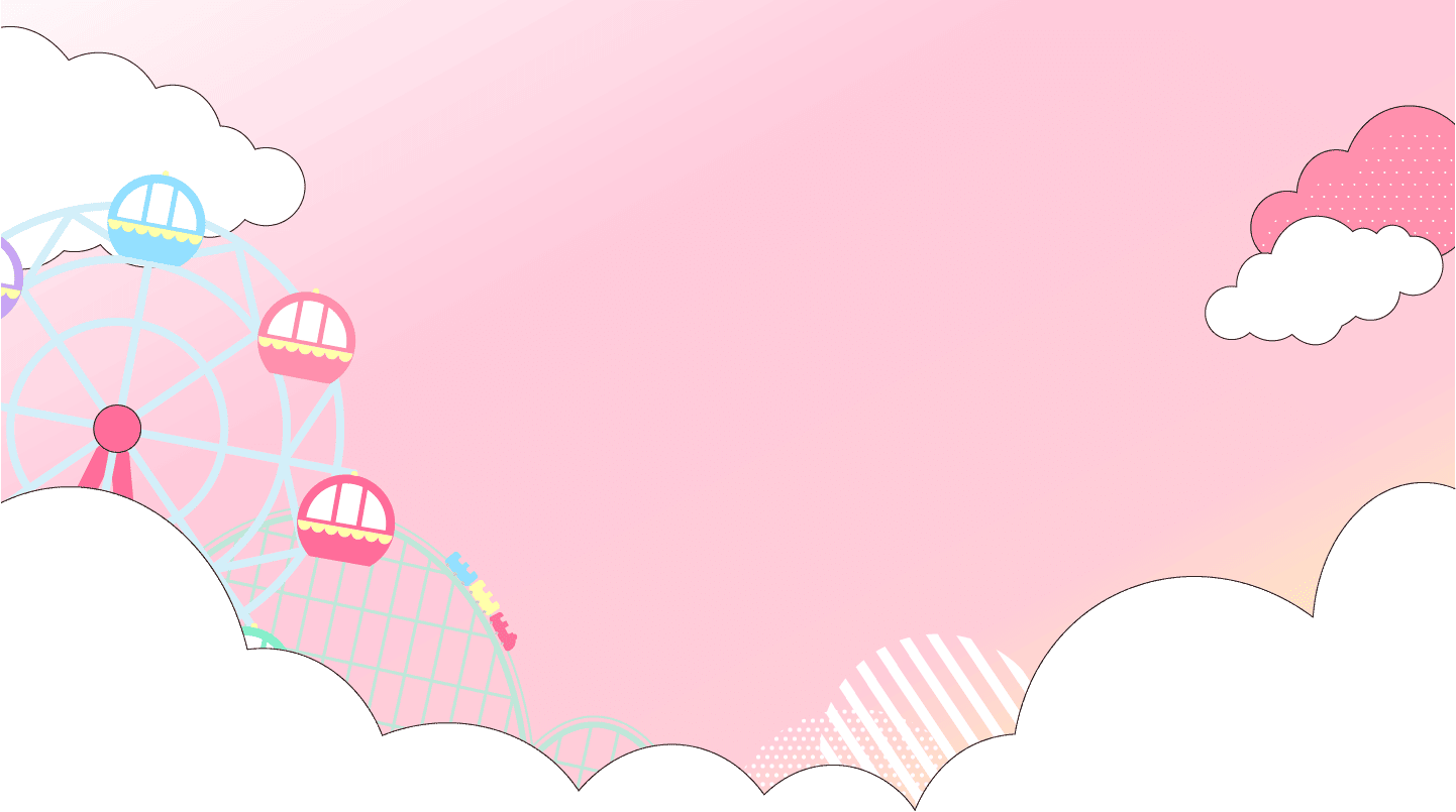 ピンクの空と遊園地